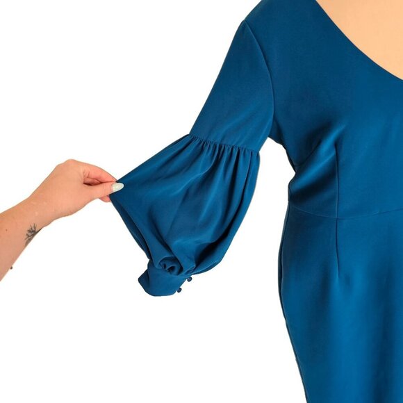 David Meister Bright Blue Puff Sleeve Evening Dress Sz 6 - Picture 3 of 12